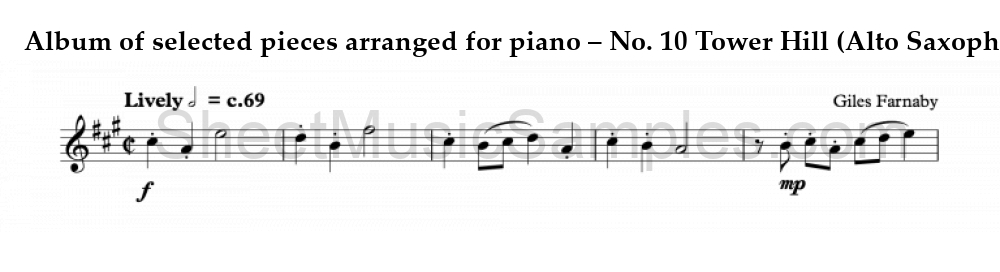 Album of selected pieces arranged for piano – No. 10 Tower Hill (Alto Saxophone)