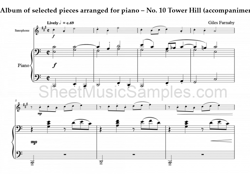 Album of selected pieces arranged for piano – No. 10 Tower Hill (accompaniment part)