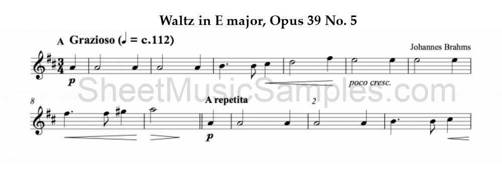 Waltz in E major, Opus 39 No. 5