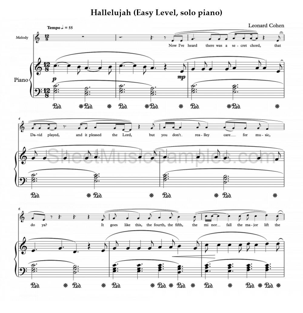 Hallelujah (Easy Level, solo piano)