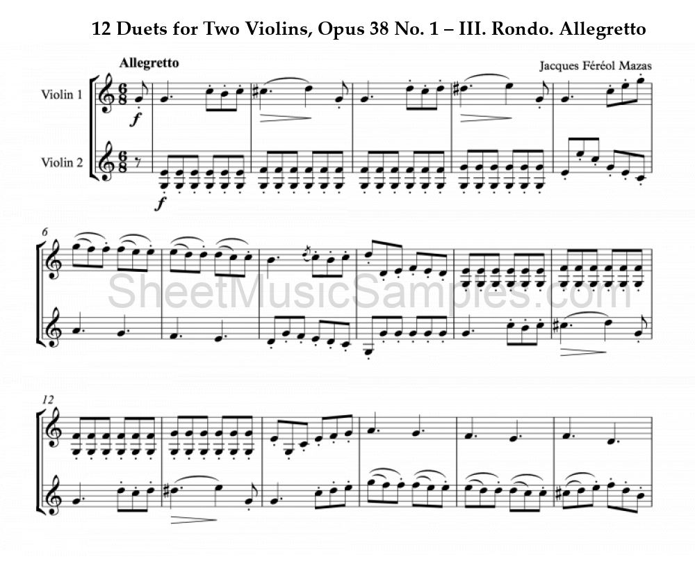 12 Duets for Two Violins, Opus 38 No. 1 – III. Rondo. Allegretto