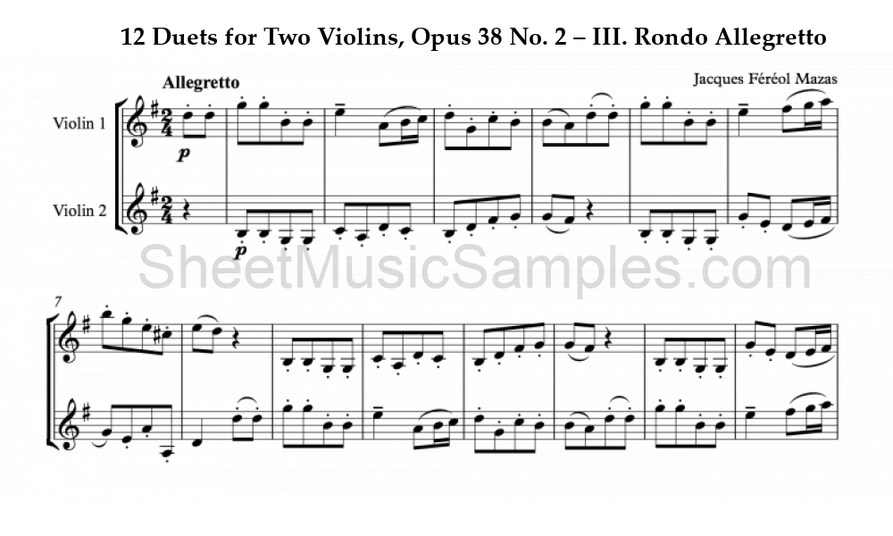 12 Duets for Two Violins, Opus 38 No. 2 – III. Rondo Allegretto