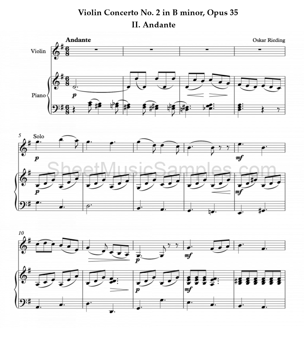 Violin Concerto No. 2 in B minor, Opus 35 - II. Andante