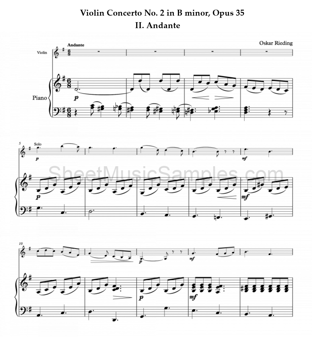 Violin Concerto No. 2 in B minor, Opus 35 - II. Andante