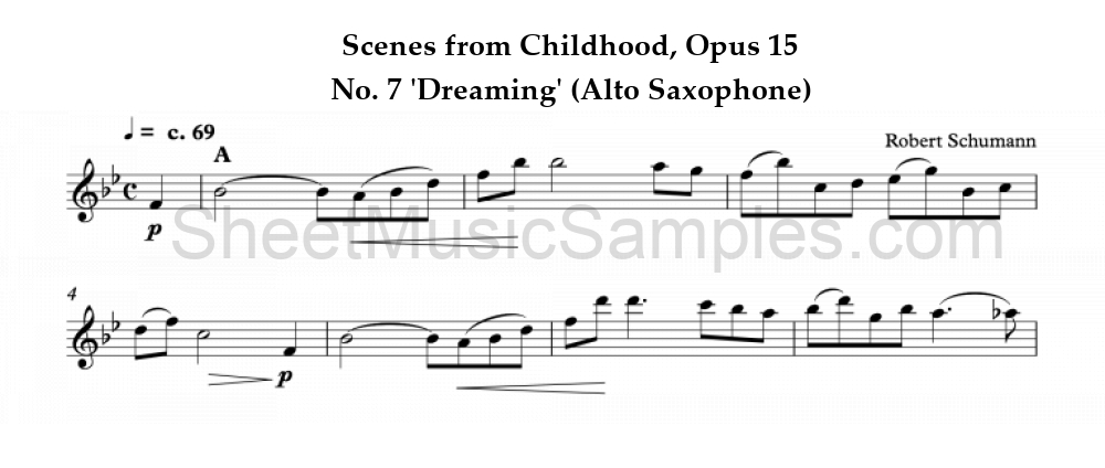 Scenes from Childhood, Opus 15 - No. 7 'Dreaming' (Alto Saxophone)