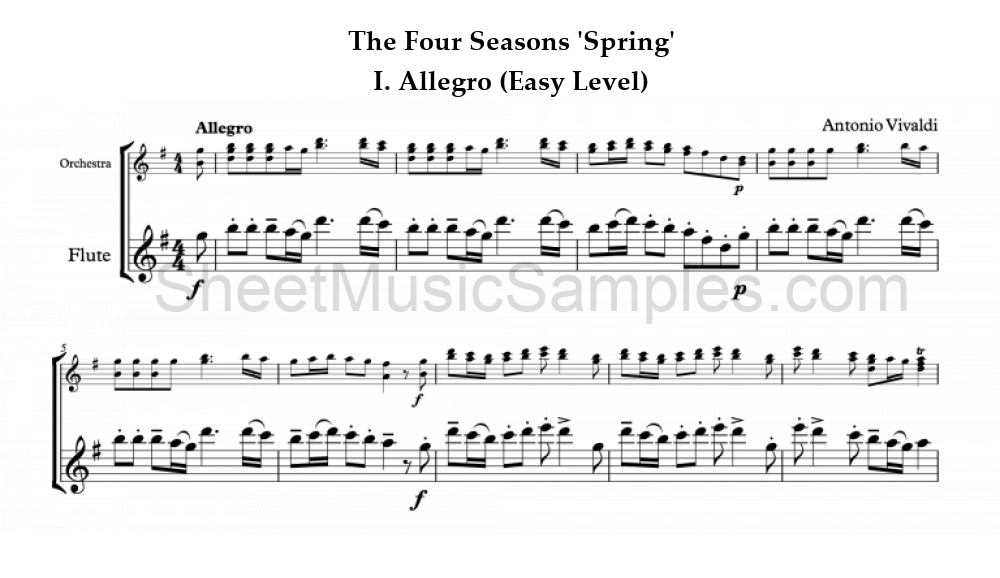 The Four Seasons 'Spring' - I. Allegro (Easy Level)