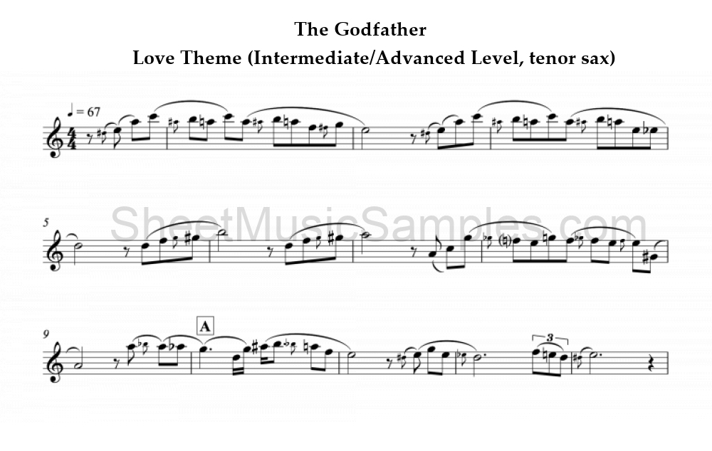 The Godfather - Love Theme (Intermediate/Advanced Level, tenor sax)