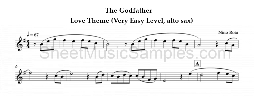 The Godfather - Love Theme (Very Easy Level, alto sax)