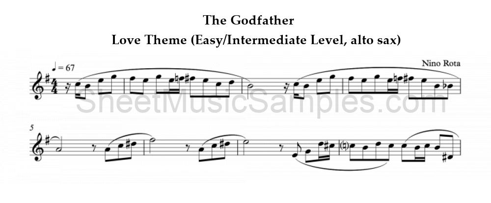 The Godfather - Love Theme (Easy/Intermediate Level, alto sax)