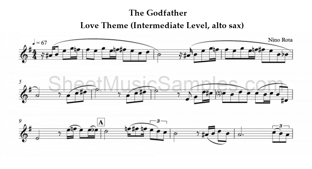 The Godfather - Love Theme (Intermediate Level, alto sax)