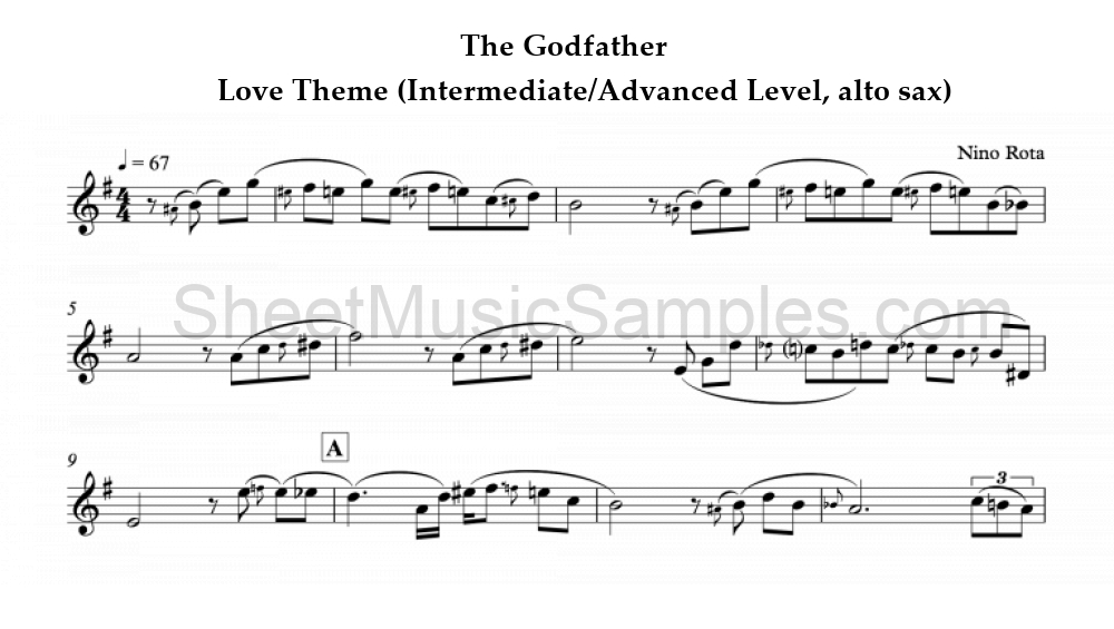 The Godfather - Love Theme (Intermediate/Advanced Level, alto sax)