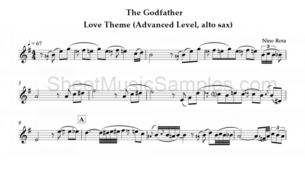 The Godfather - Love Theme (Advanced Level, alto sax)