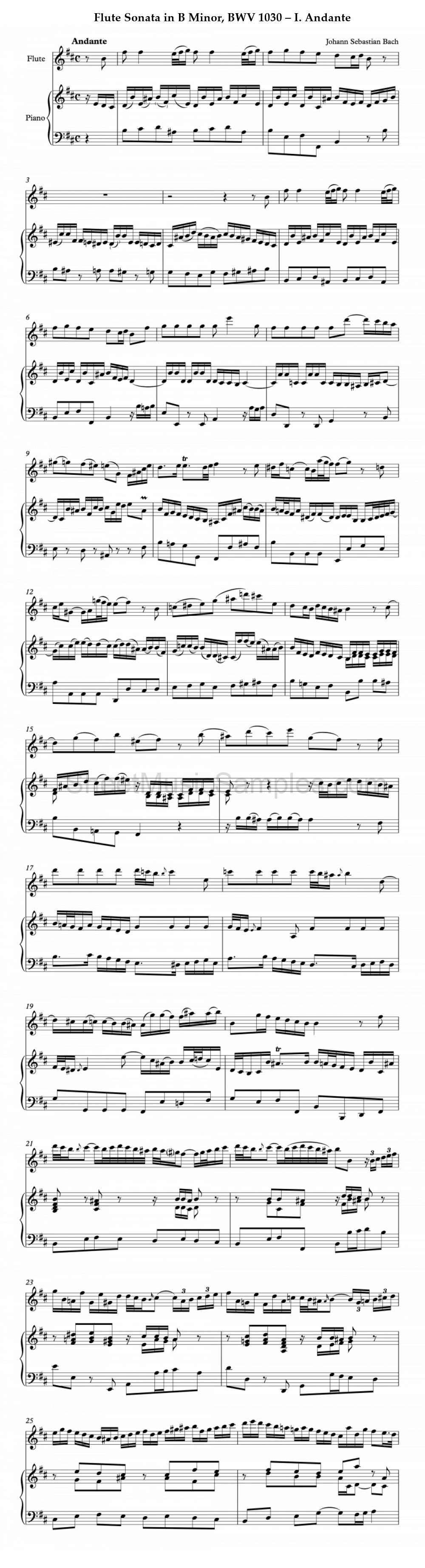 Flute Sonata in B Minor, BWV 1030 – I. Andante