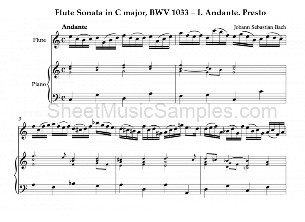 Flute Sonata in C major, BWV 1033 – I. Andante. Presto