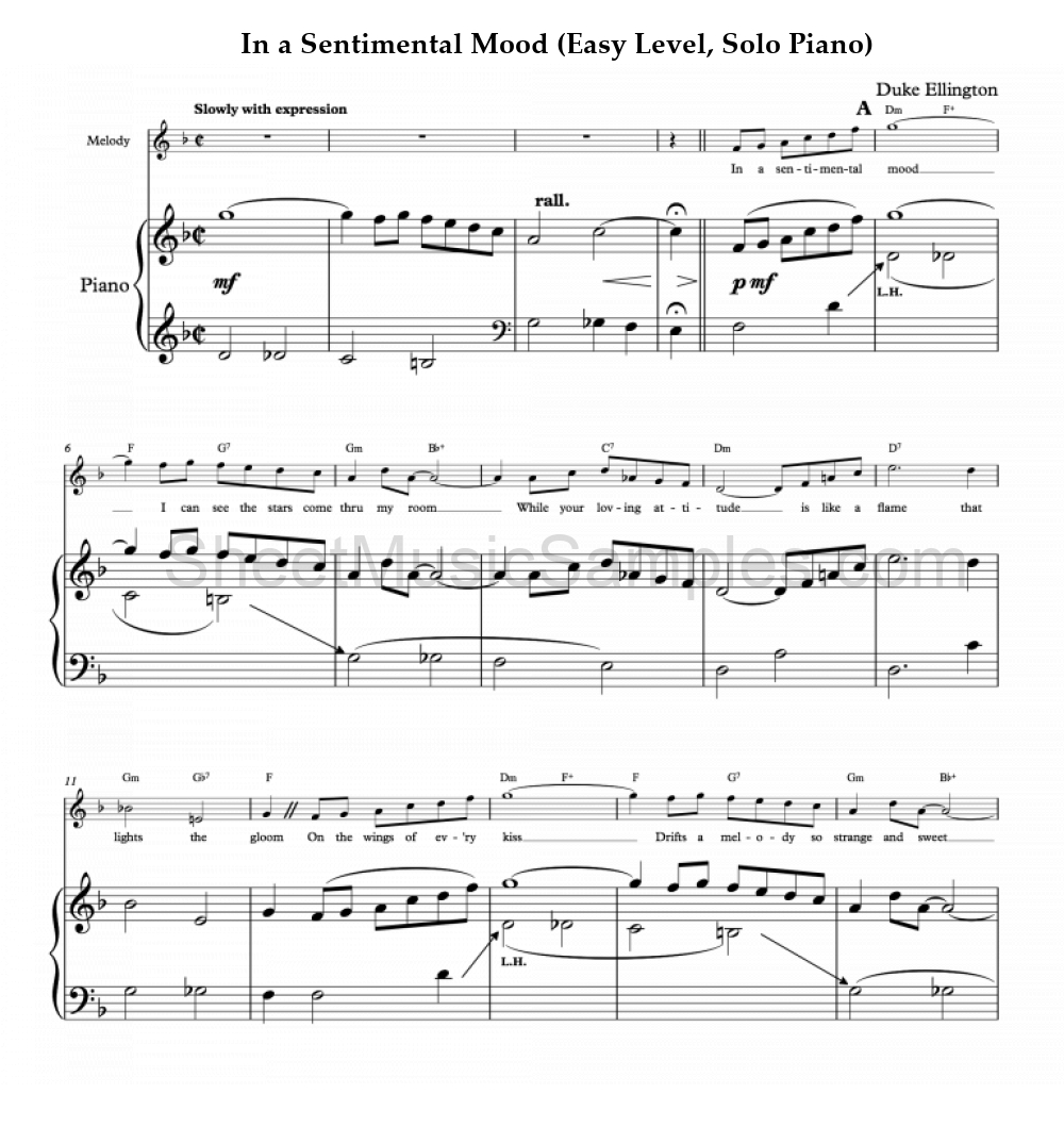 In a Sentimental Mood (Easy Level, Solo Piano)