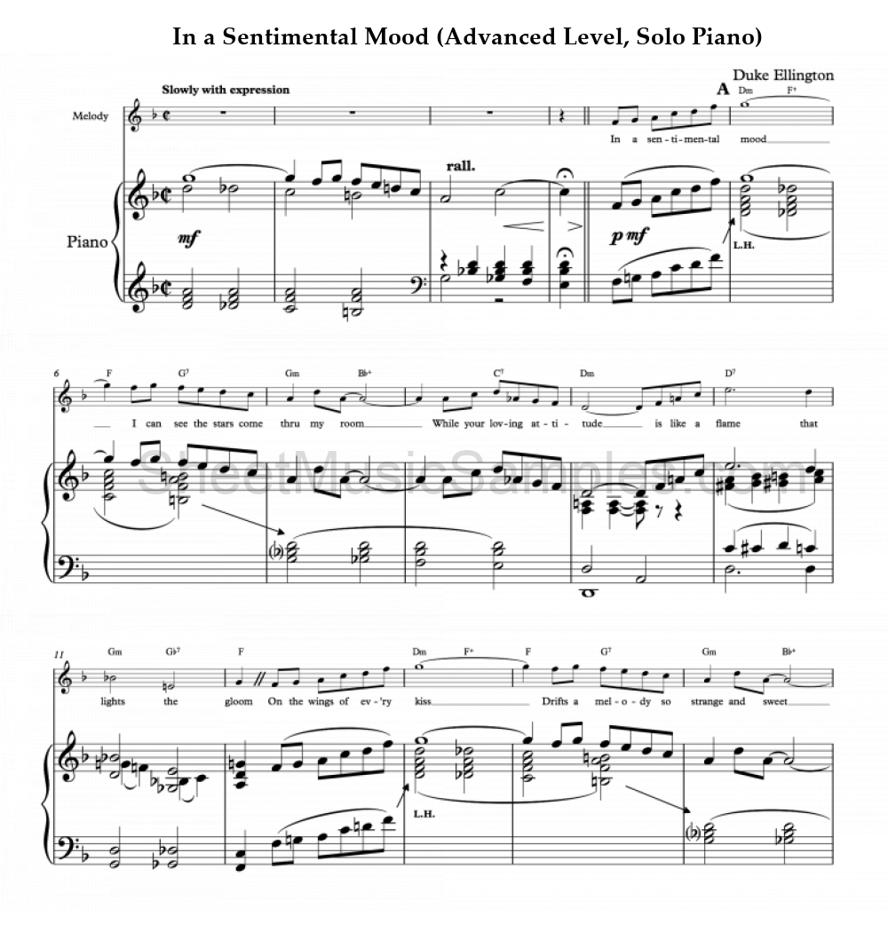 In a Sentimental Mood (Advanced Level, Solo Piano)