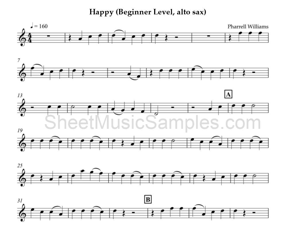 Happy (Beginner Level, alto sax)