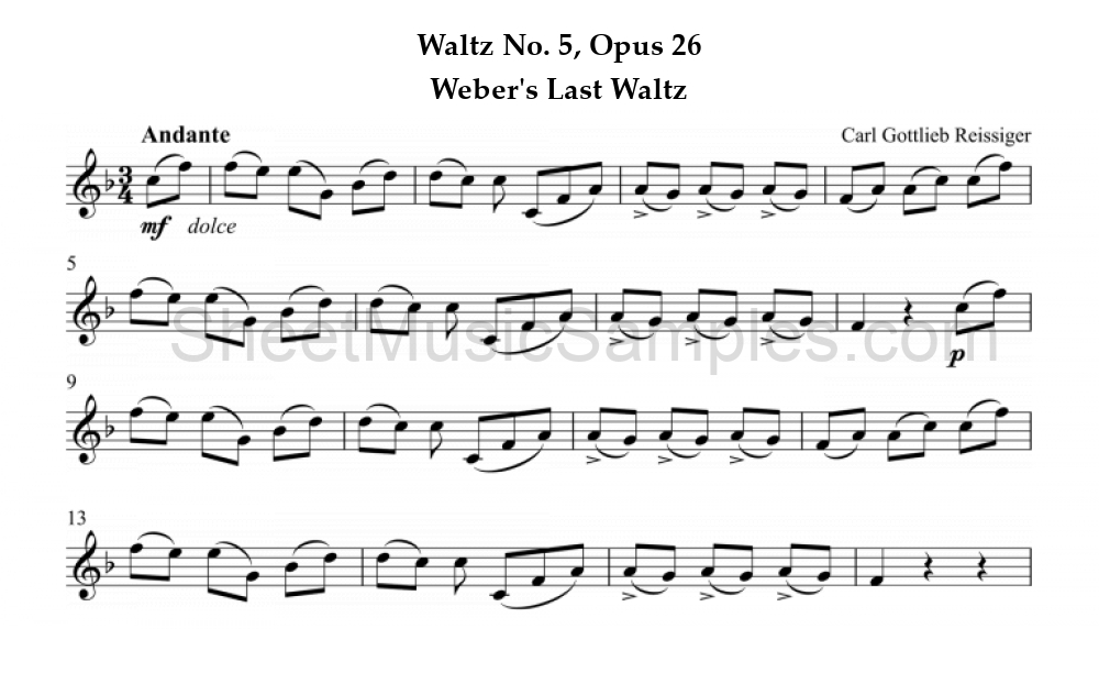 Waltz No. 5, Opus 26 - Weber's Last Waltz