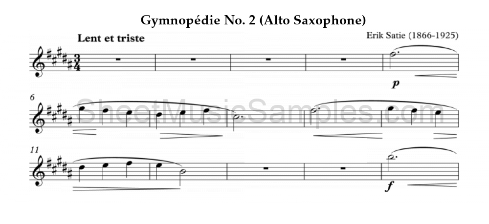 Gymnopédie No. 2 (Alto Saxophone)