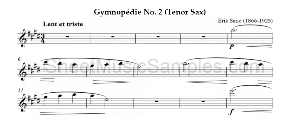 Gymnopédie No. 2 (Tenor Sax)