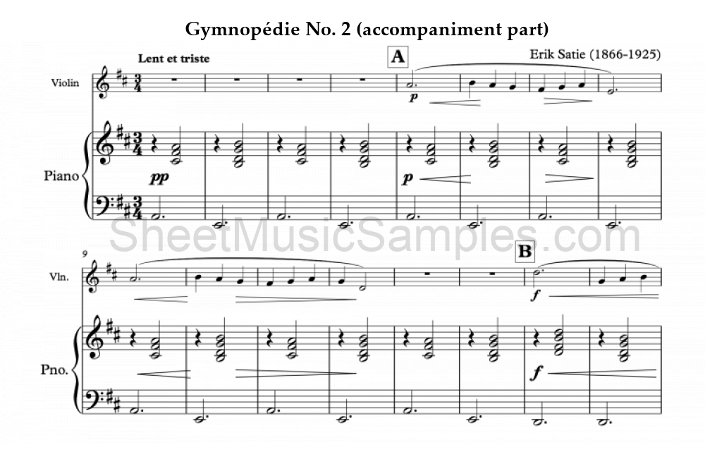 Gymnopédie No. 2 (accompaniment part)