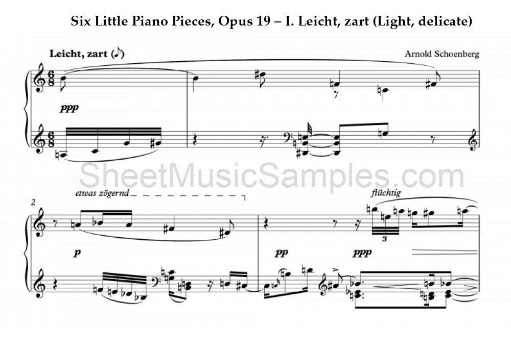 Six Little Piano Pieces, Opus 19 – I. Leicht, zart (Light, delicate)