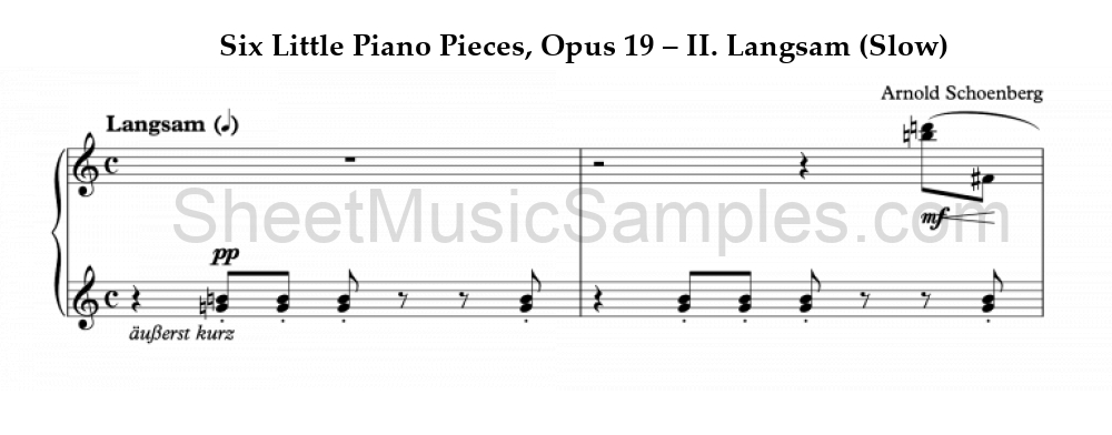 Six Little Piano Pieces, Opus 19 – II. Langsam (Slow)