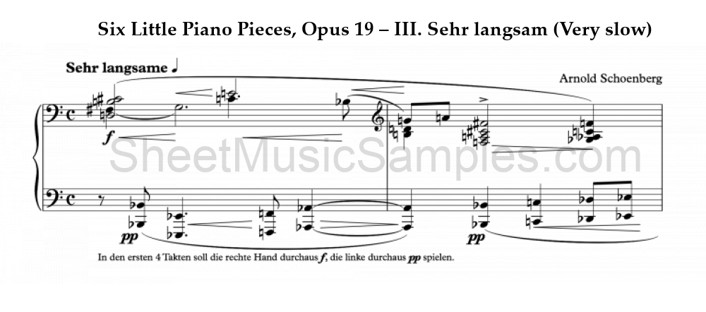 Six Little Piano Pieces, Opus 19 – III. Sehr langsam (Very slow)