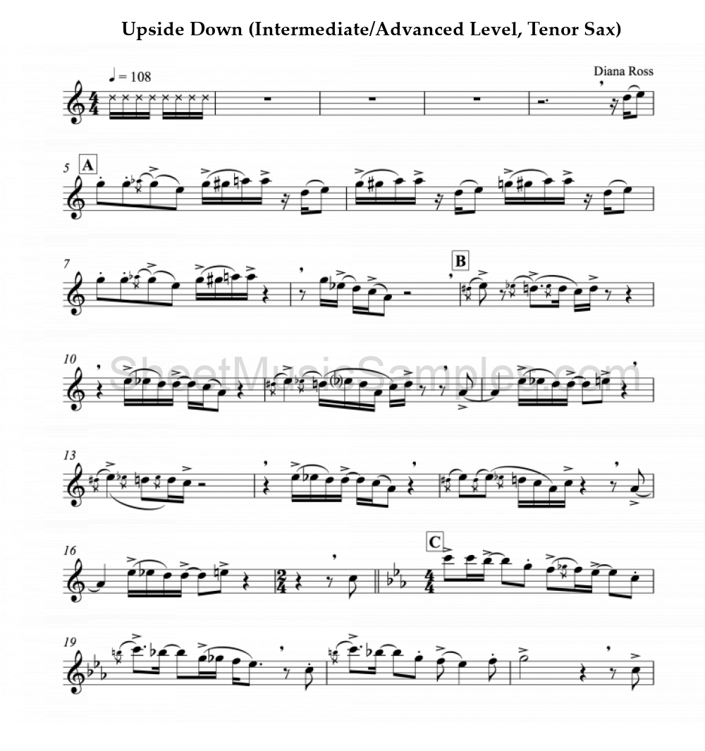 Upside Down (Intermediate/Advanced Level, Tenor Sax)