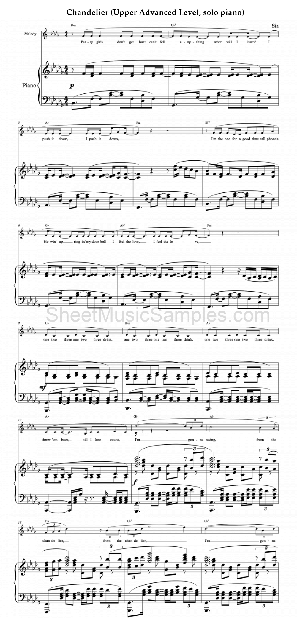 Chandelier (Upper Advanced Level, solo piano)