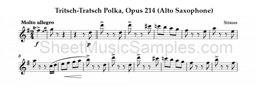 Tritsch-Tratsch Polka, Opus 214 (Alto Saxophone)