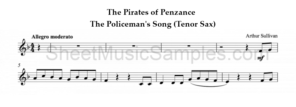 The Pirates of Penzance - The Policeman's Song (Tenor Sax)