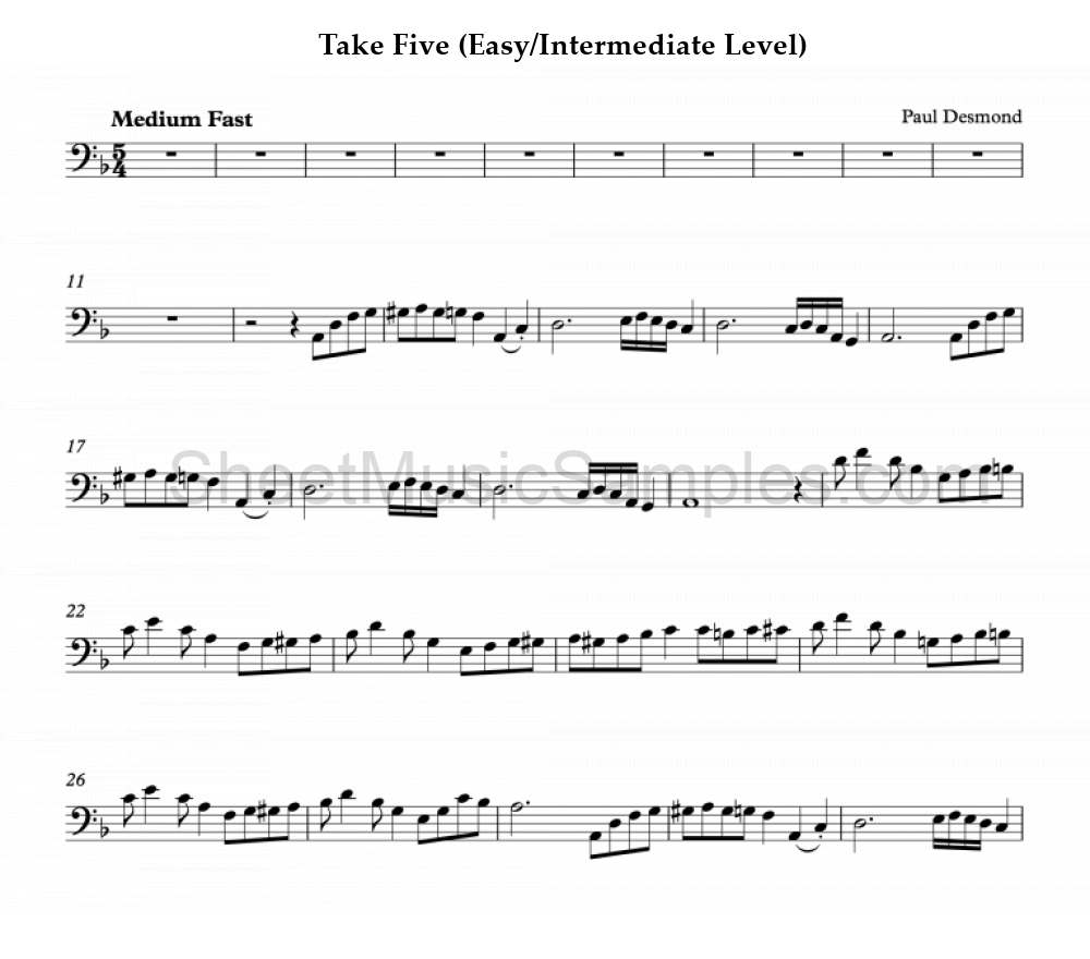 Take Five (Easy/Intermediate Level)