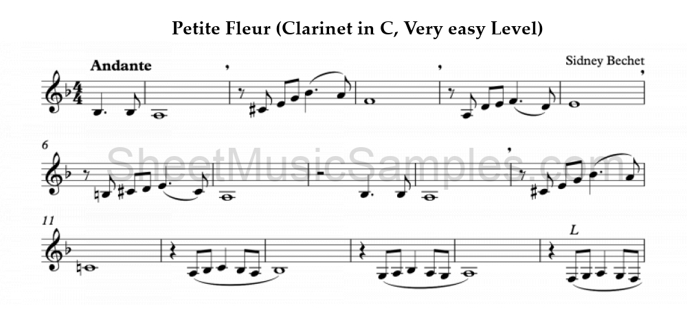 Petite Fleur (Clarinet in C, Very easy Level)