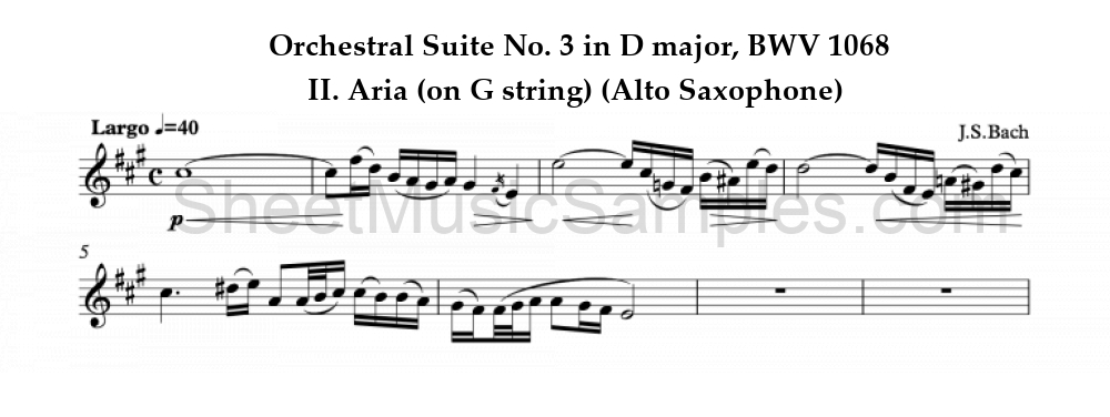 Orchestral Suite No. 3 in D major, BWV 1068 - II. Aria (on G string) (Alto Saxophone)