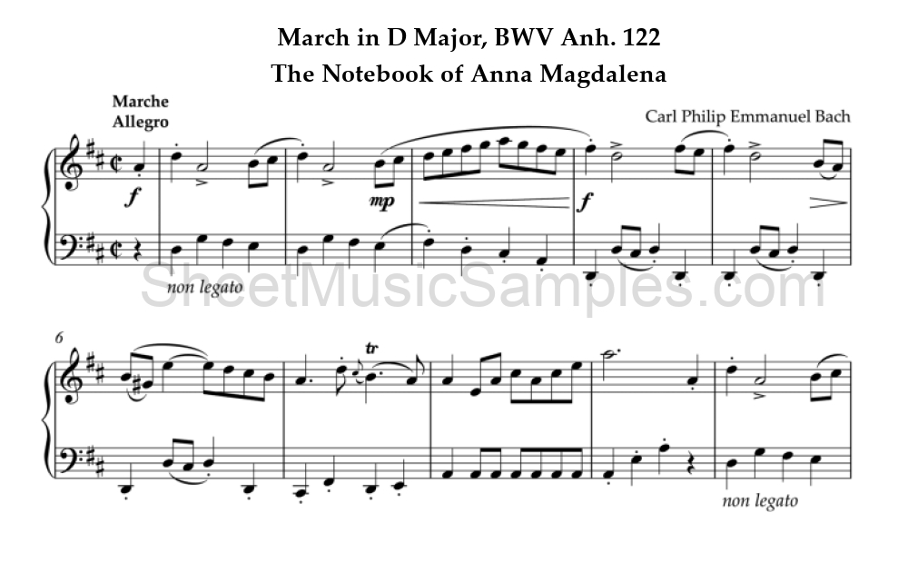 March in D Major, BWV Anh. 122 - The Notebook of Anna Magdalena