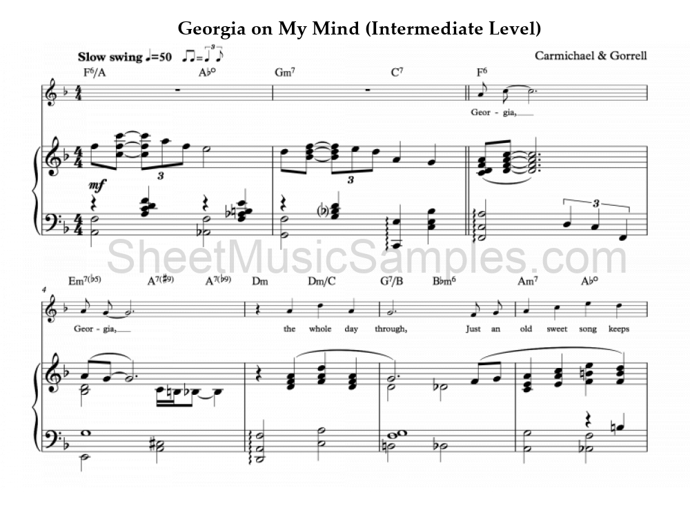 Georgia on My Mind (Intermediate Level)