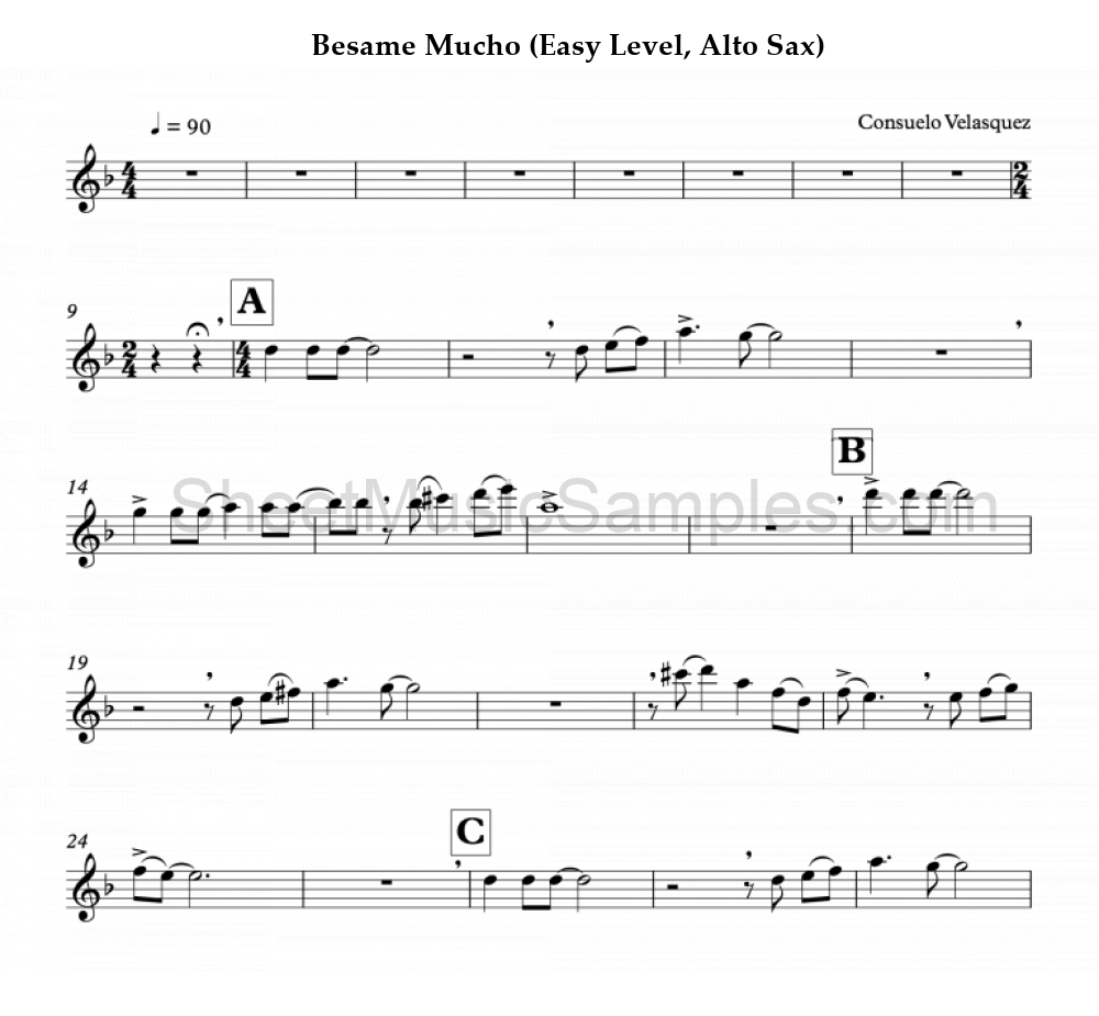 Besame Mucho (Easy Level, Alto Sax)