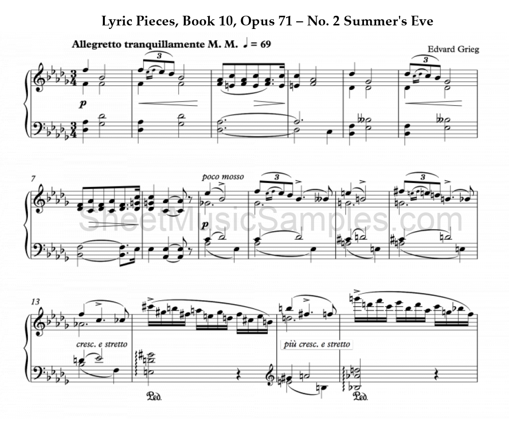 Lyric Pieces, Book 10, Opus 71 – No. 2 Summer's Eve