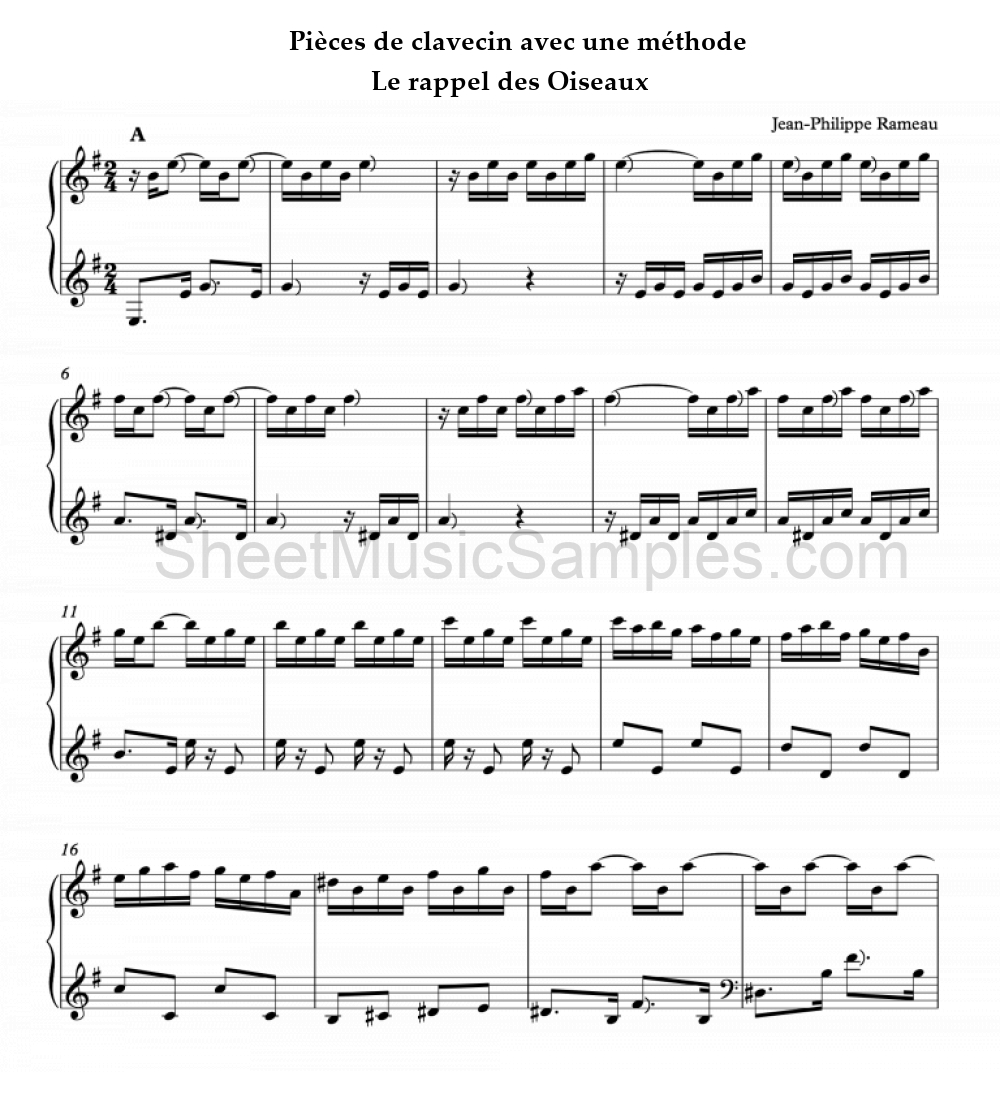 Pièces de clavecin avec une méthode - Le rappel des Oiseaux