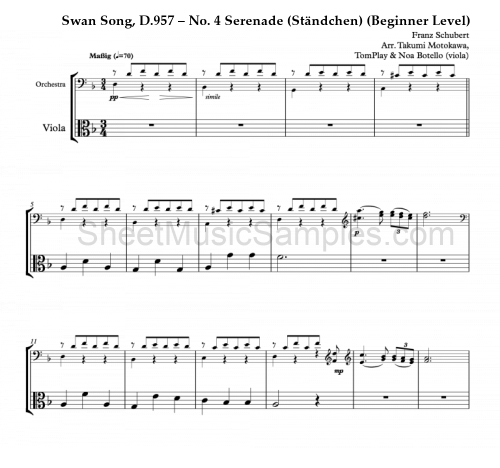 Swan Song, D.957 – No. 4 Serenade (Ständchen) (Beginner Level)