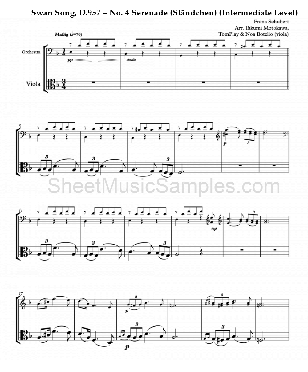 Swan Song, D.957 – No. 4 Serenade (Ständchen) (Intermediate Level)