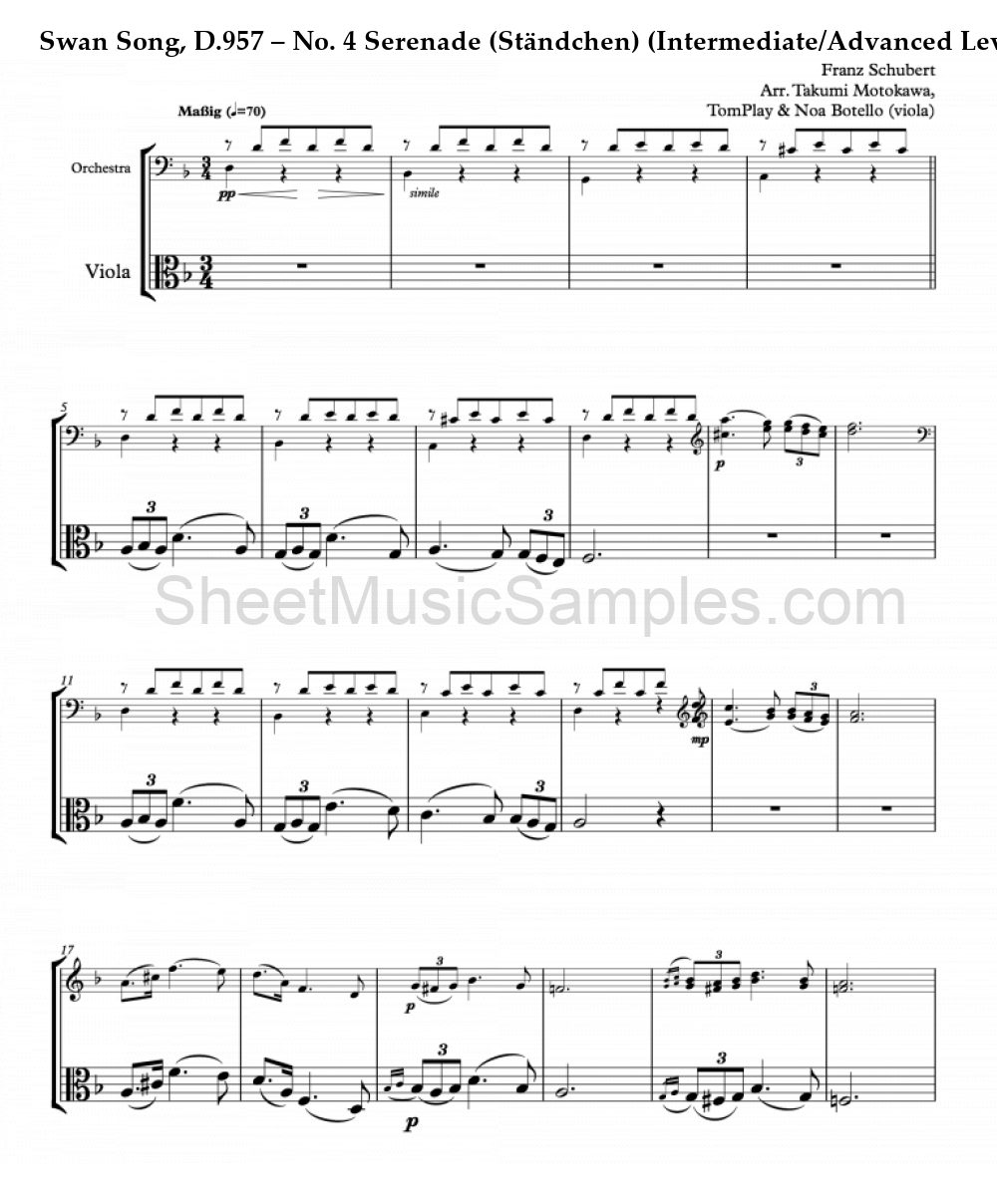 Swan Song, D.957 – No. 4 Serenade (Ständchen) (Intermediate/Advanced Level)