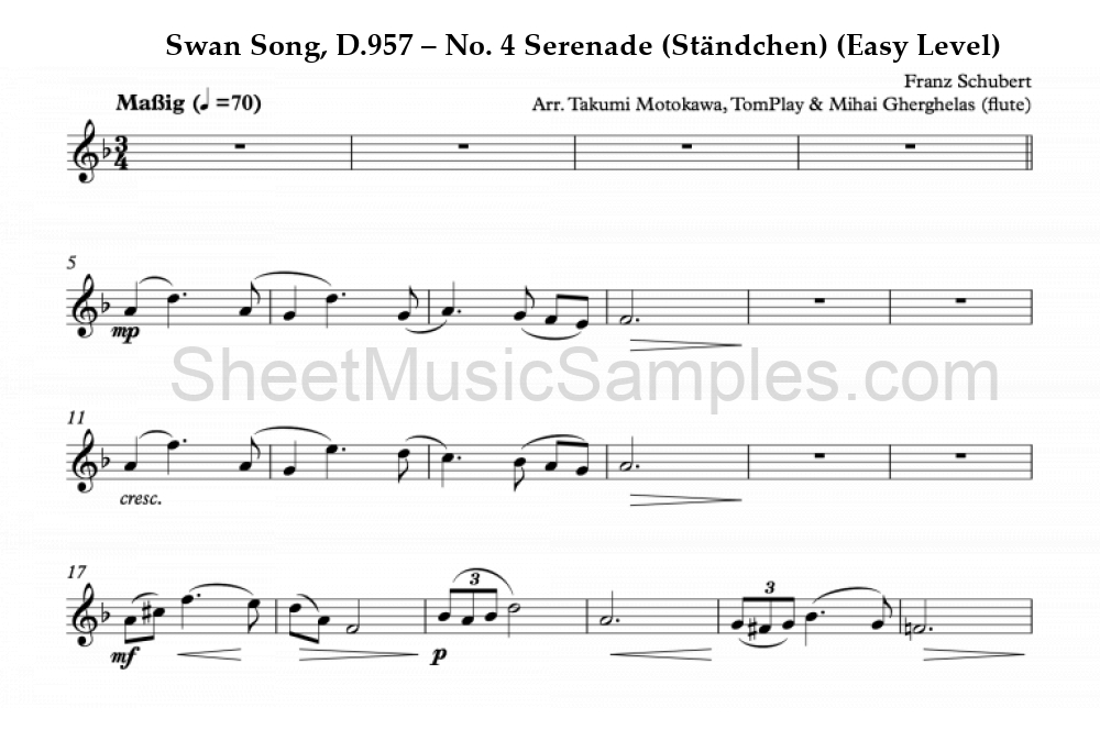 Swan Song, D.957 – No. 4 Serenade (Ständchen) (Easy Level)