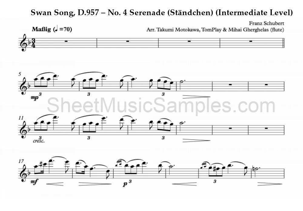 Swan Song, D.957 – No. 4 Serenade (Ständchen) (Intermediate Level)