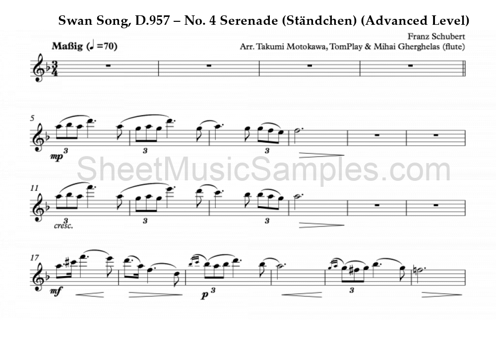 Swan Song, D.957 – No. 4 Serenade (Ständchen) (Advanced Level)