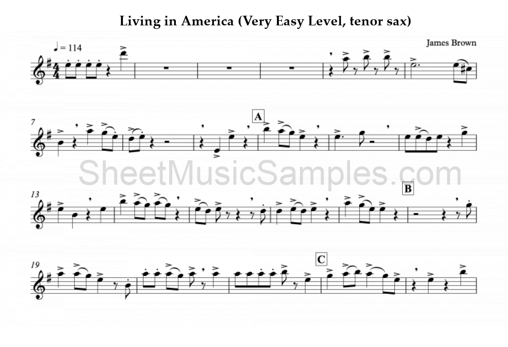 Living in America (Very Easy Level, tenor sax)