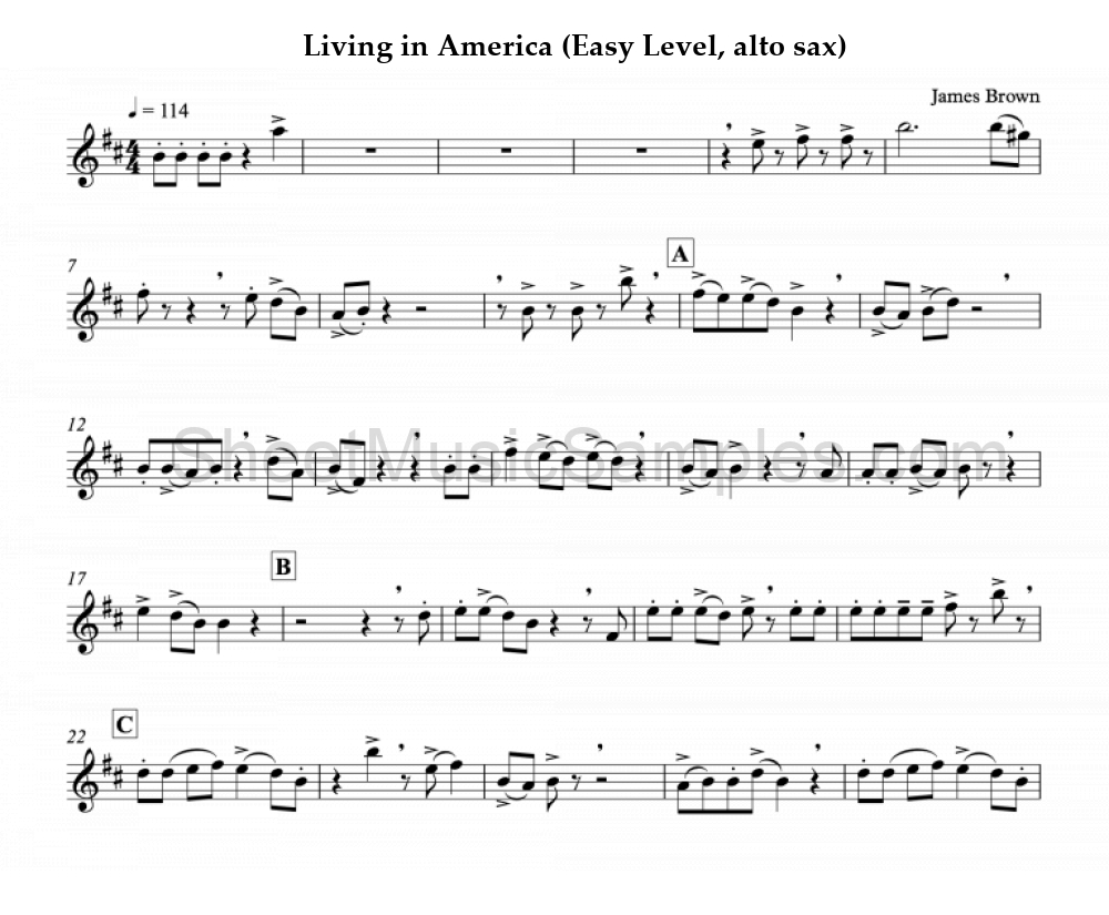 Living in America (Easy Level, alto sax)