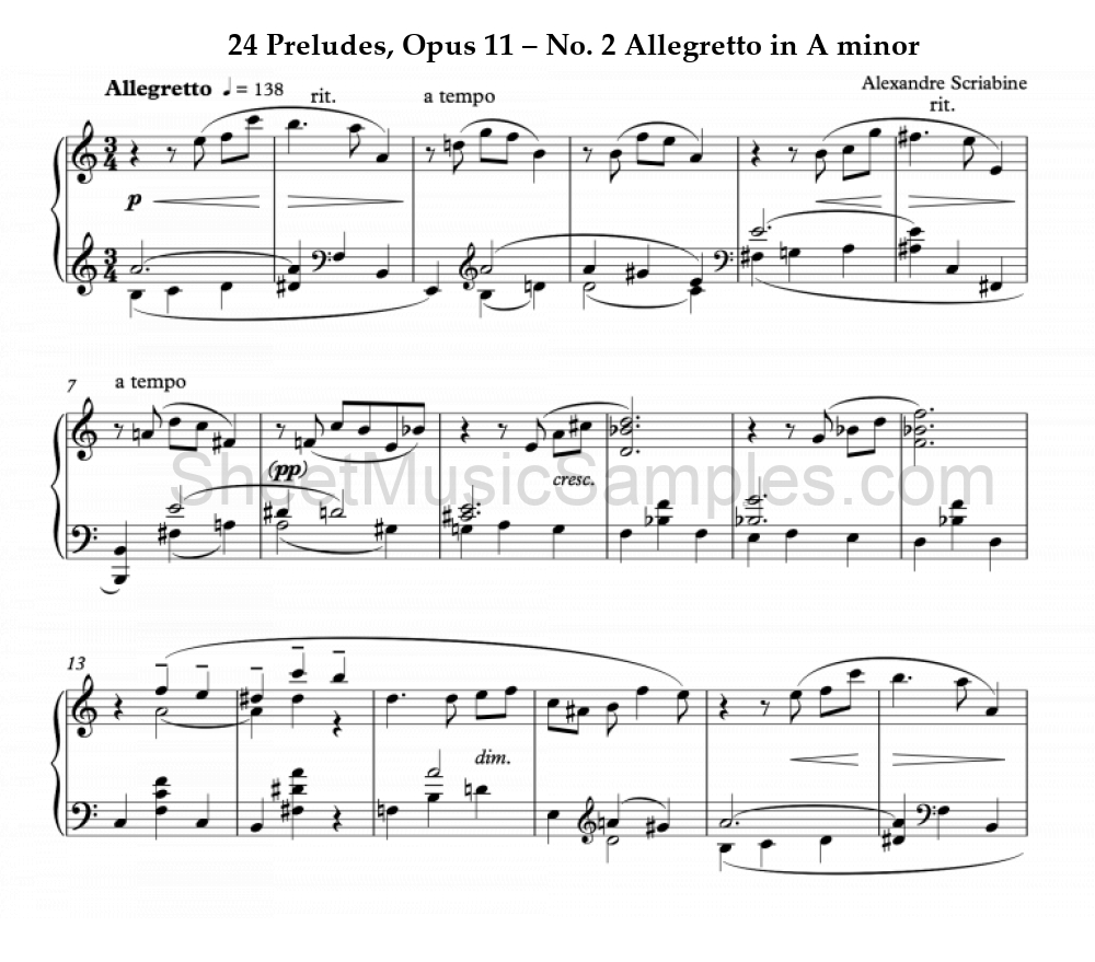 24 Preludes, Opus 11 – No. 2 Allegretto in A minor