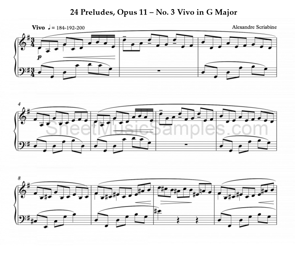 24 Preludes, Opus 11 – No. 3 Vivo in G Major